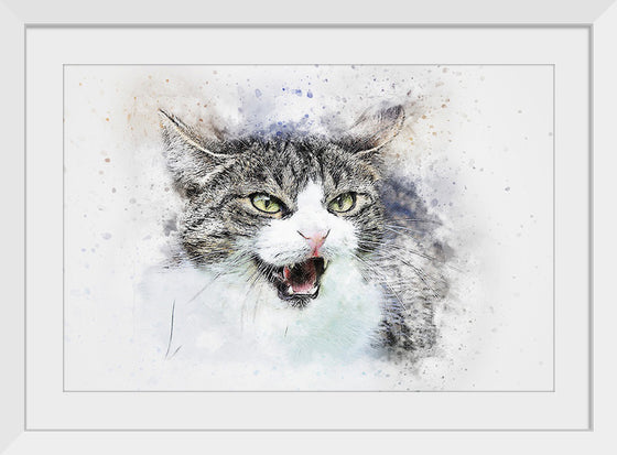 "Black and White Watercolor Cat"