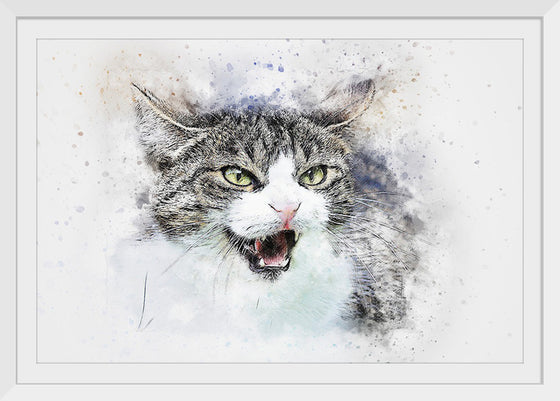 "Black and White Watercolor Cat"