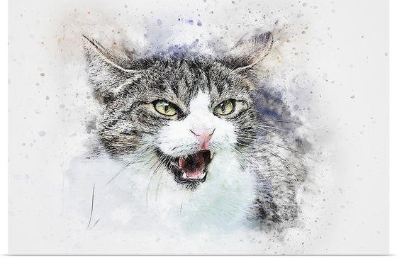 "Black and White Watercolor Cat"