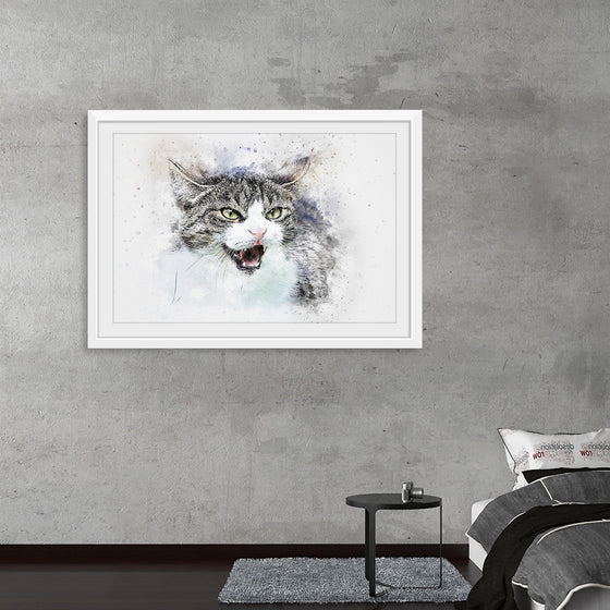 "Black and White Watercolor Cat"