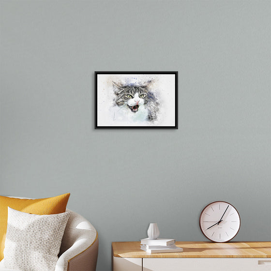 "Black and White Watercolor Cat"