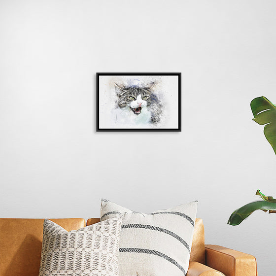 "Black and White Watercolor Cat"