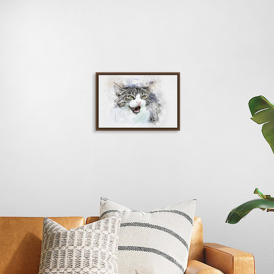 "Black and White Watercolor Cat"