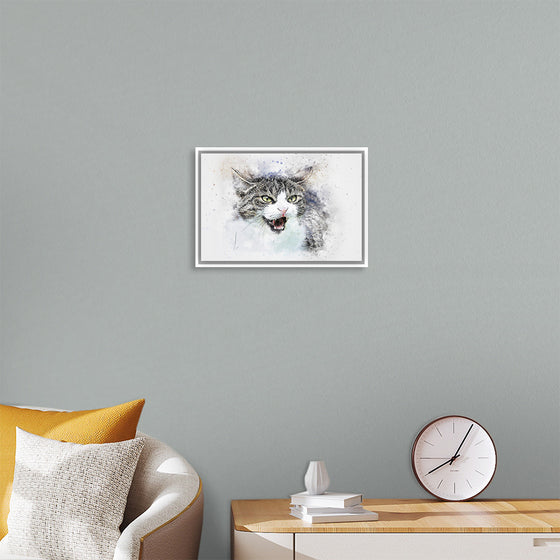 "Black and White Watercolor Cat"