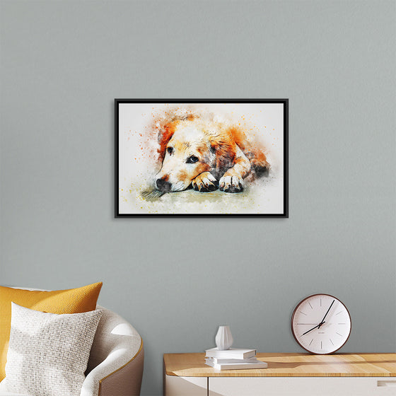 "Brown and White Dog Watercolor"