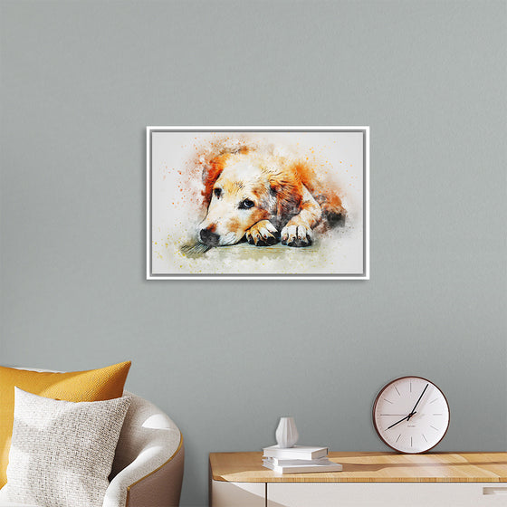 "Brown and White Dog Watercolor"