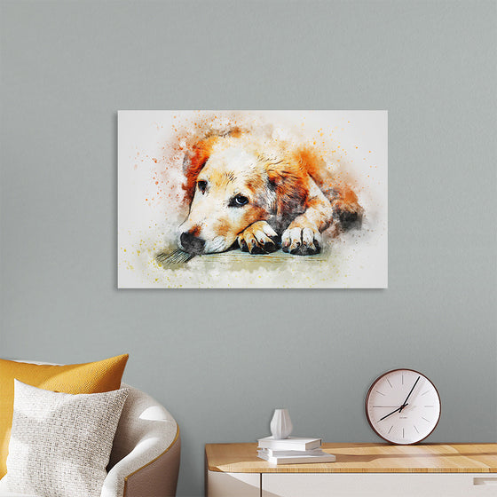 "Brown and White Dog Watercolor"