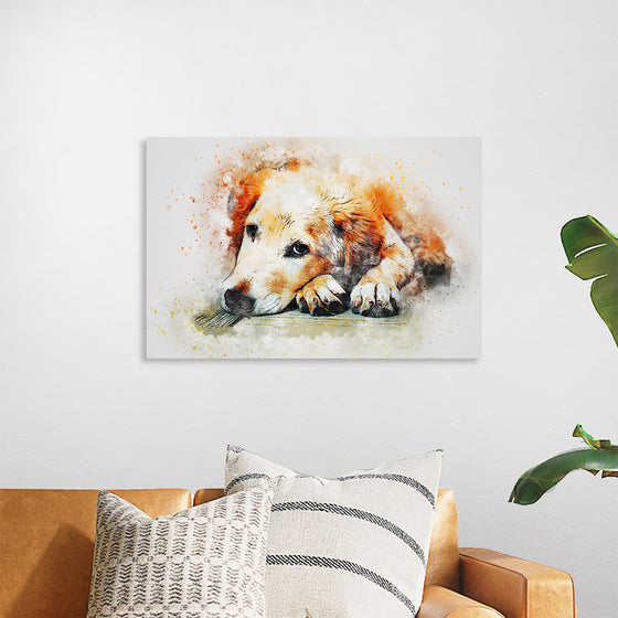 "Brown and White Dog Watercolor"