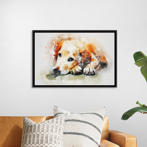 "Brown and White Dog Watercolor"