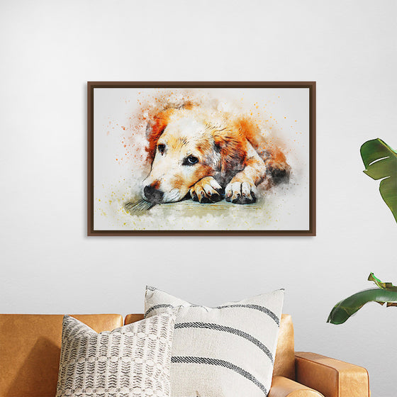 "Brown and White Dog Watercolor"