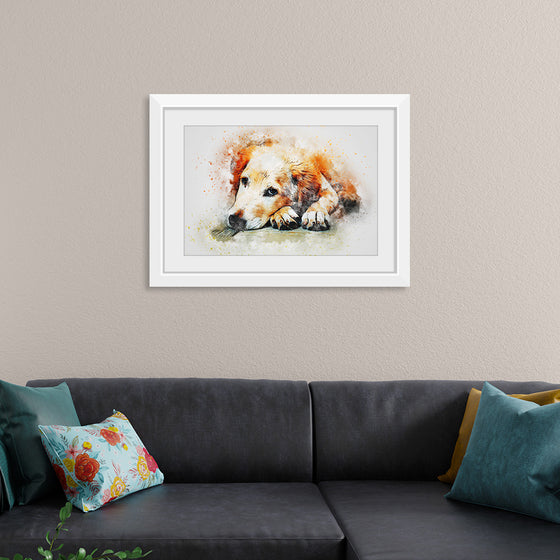 "Brown and White Dog Watercolor"