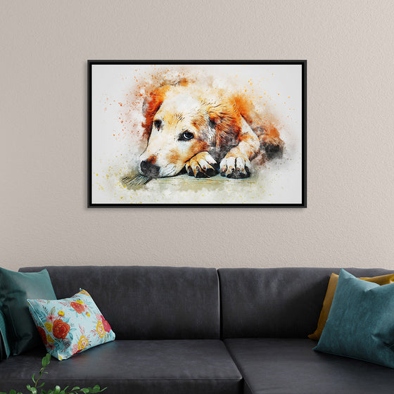 "Brown and White Dog Watercolor"