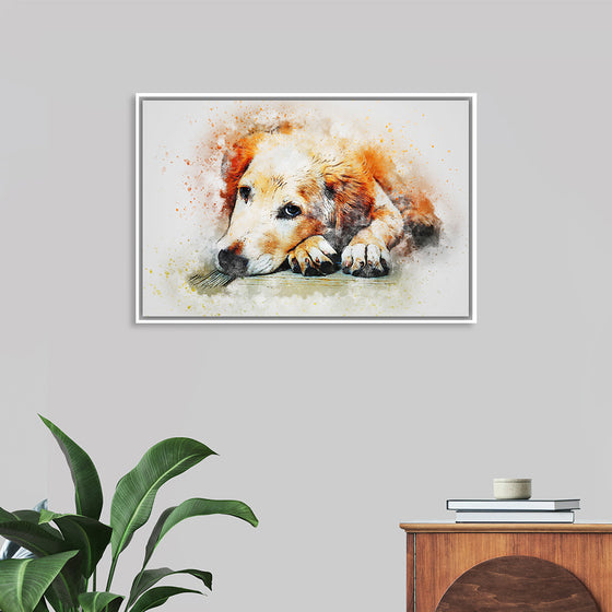 "Brown and White Dog Watercolor"