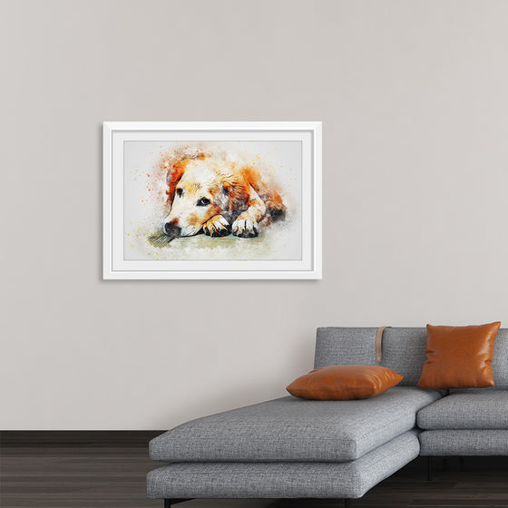 "Brown and White Dog Watercolor"