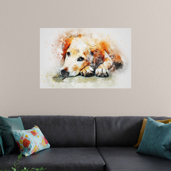 "Brown and White Dog Watercolor"