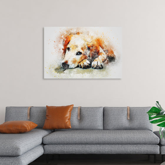 "Brown and White Dog Watercolor"