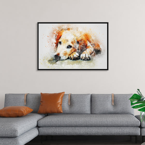 "Brown and White Dog Watercolor"