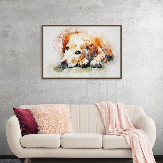 "Brown and White Dog Watercolor"