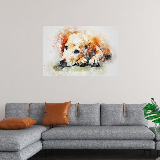 "Brown and White Dog Watercolor"