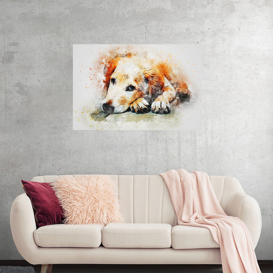 "Brown and White Dog Watercolor"