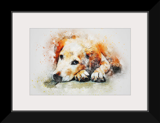 "Brown and White Dog Watercolor"