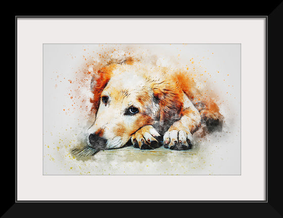 "Brown and White Dog Watercolor"