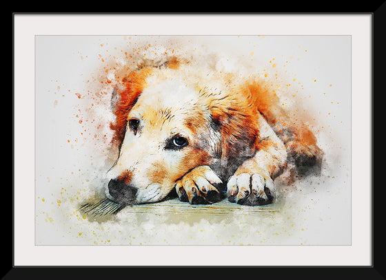 "Brown and White Dog Watercolor"