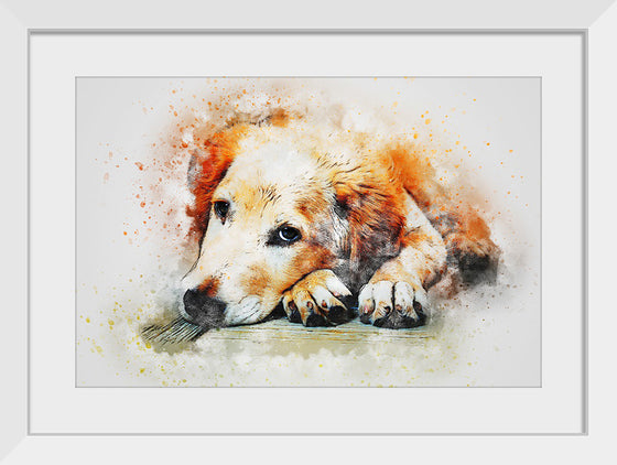 "Brown and White Dog Watercolor"