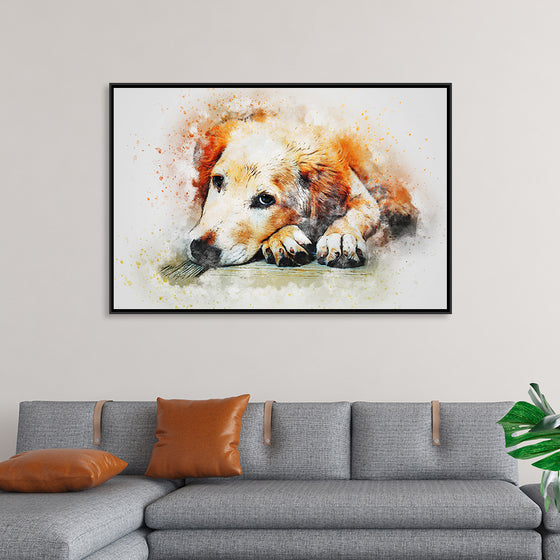 "Brown and White Dog Watercolor"