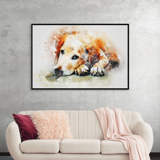 "Brown and White Dog Watercolor"