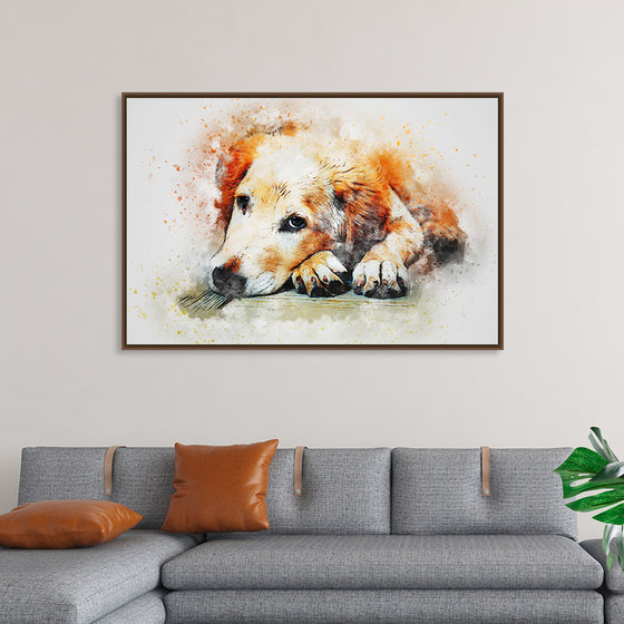 "Brown and White Dog Watercolor"