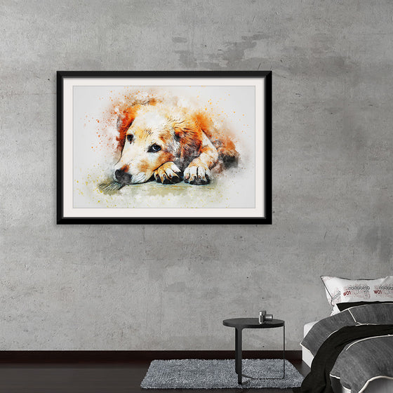 "Brown and White Dog Watercolor"