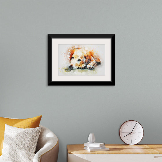 "Brown and White Dog Watercolor"