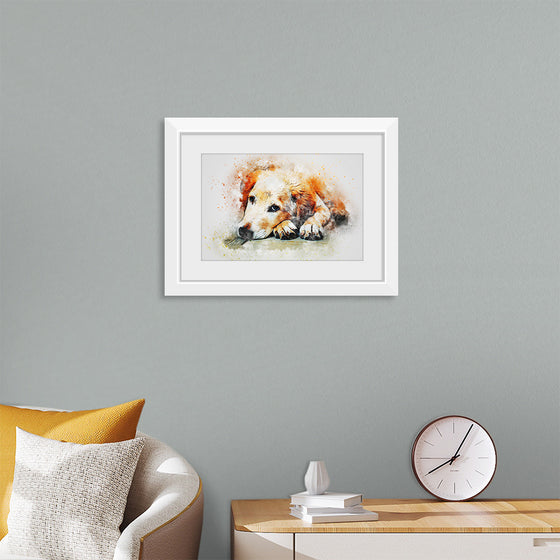 "Brown and White Dog Watercolor"