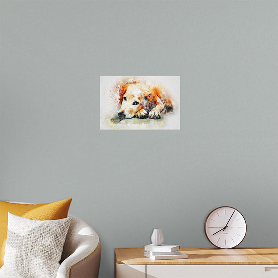 "Brown and White Dog Watercolor"