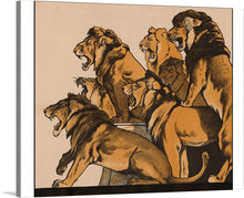  “Glaring of Lions”: Step into the untamed wilderness with this captivating artwork print. Each meticulously illustrated lion exudes strength and grace, their roars echoing the untethered power of nature. 