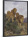 "Three Lions Walking Down A Rocky Hillside", Geza Vastagh