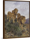 "Three Lions Walking Down A Rocky Hillside", Geza Vastagh