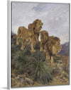 "Three Lions Walking Down A Rocky Hillside", Geza Vastagh