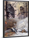 "Great Gray Owl, Barred Owl, Great Howned Owl, Snowy Owl", Louis Agassiz Fuertes