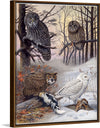 "Great Gray Owl, Barred Owl, Great Howned Owl, Snowy Owl", Louis Agassiz Fuertes