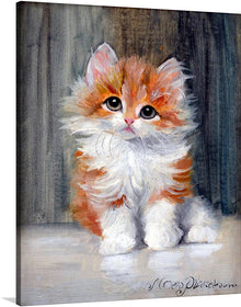  Melt your heart with this adorable print of a fluffy white kitten captured by artist Meta Pluckebaum, a masterpiece that will bring joy and charm to any home. The kitten's large, expressive eyes and playful demeanor are sure to captivate your heart, while its soft, fluffy fur begs to be stroked. Pluckebaum's masterful use of light and shadow creates a sense of depth and dimension, making the kitten seem as if it's about to leap off the page and into your arms.