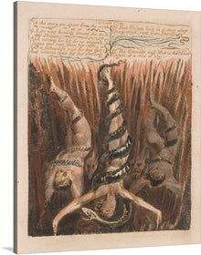  Plate 9 of William Blake's The First Book of Urizen is a captivating and enigmatic work of art that depicts the separation of Urizen, the embodiment of reason, from the divine unity. The image is dominated by Urizen's colossal figure, which is rendered in a bold and expressive style.