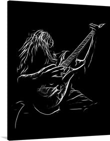  Immerse yourself in the spirit of Heavy Metal with this mesmerizing black and white illustration of a guitar player.  This captivating print captures the raw energy and passion of a guitar player in full swing, their fingers flying across the fretboard as they unleash a torrent of sound. 