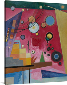  Schweres Rot (Heavy Red), 1924 by Wassily Kandinsky is a vibrant and dynamic abstract painting that showcases the artist's innovative approach to color theory and form. The painting is dominated by the color red, which is used to create a sense of depth and movement.