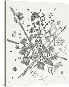  Wassily Kandinsky's Kleine Welten IX (Small Worlds IX) is a 1922 drypoint print that is a stunning example of the artist's abstract style. The print depicts a constellation of dots and lines orbiting around a central circle. The dots and lines are rendered in a delicate and precise manner, and they create a sense of movement and dynamism.