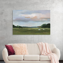  “Grazing” by Pamela Munger is a serene and evocative artwork that captures the tranquil beauty of a pastoral landscape. In this exquisite print, viewers are transported to a peaceful countryside where the gentle hues of green fields stretch endlessly, kissed by the soft light of the sky.