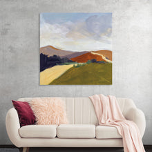  The print “Sing to the Mountains” by Pamela Munger is a captivating visual symphony of nature’s serene beauty. Gentle brush strokes paint a scene where earthy tones of green and brown fields gracefully meet the majestic mountains adorned in hues of orange and brown. The sky, a canvas of soft whites and grays, whispers the silent songs of the winds.