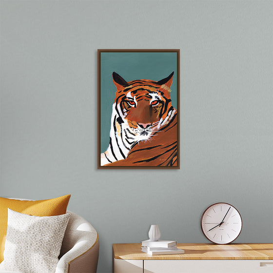 "Colorful Tiger on Teal Crop", Pamela Munger