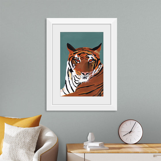 "Colorful Tiger on Teal Crop", Pamela Munger